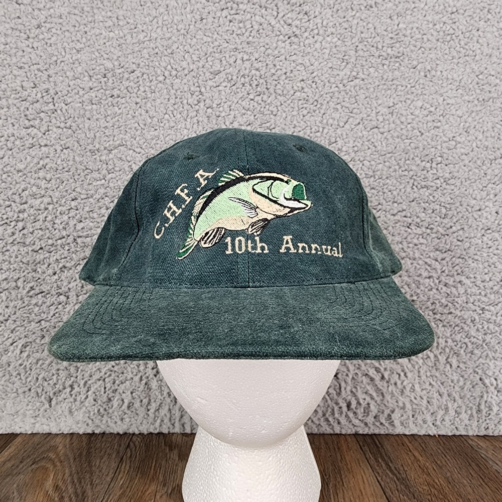 Vintage HeadShot KC Caps Green Fishing Hat‎ Bass CHFA 10th Annual Strapback Mens